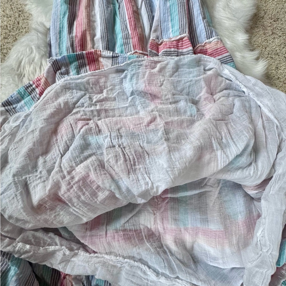 Jessica Simpson Cotton/Linen Size L Pastel Striped Maxi Dress - Picture 7 of 8